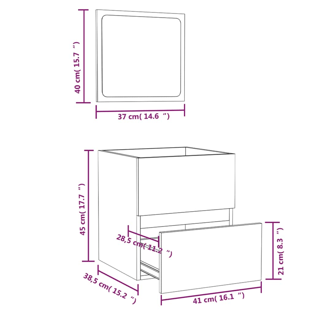 vidaXL Bathroom Cabinet with Mirror High Gloss White Engineered Wood