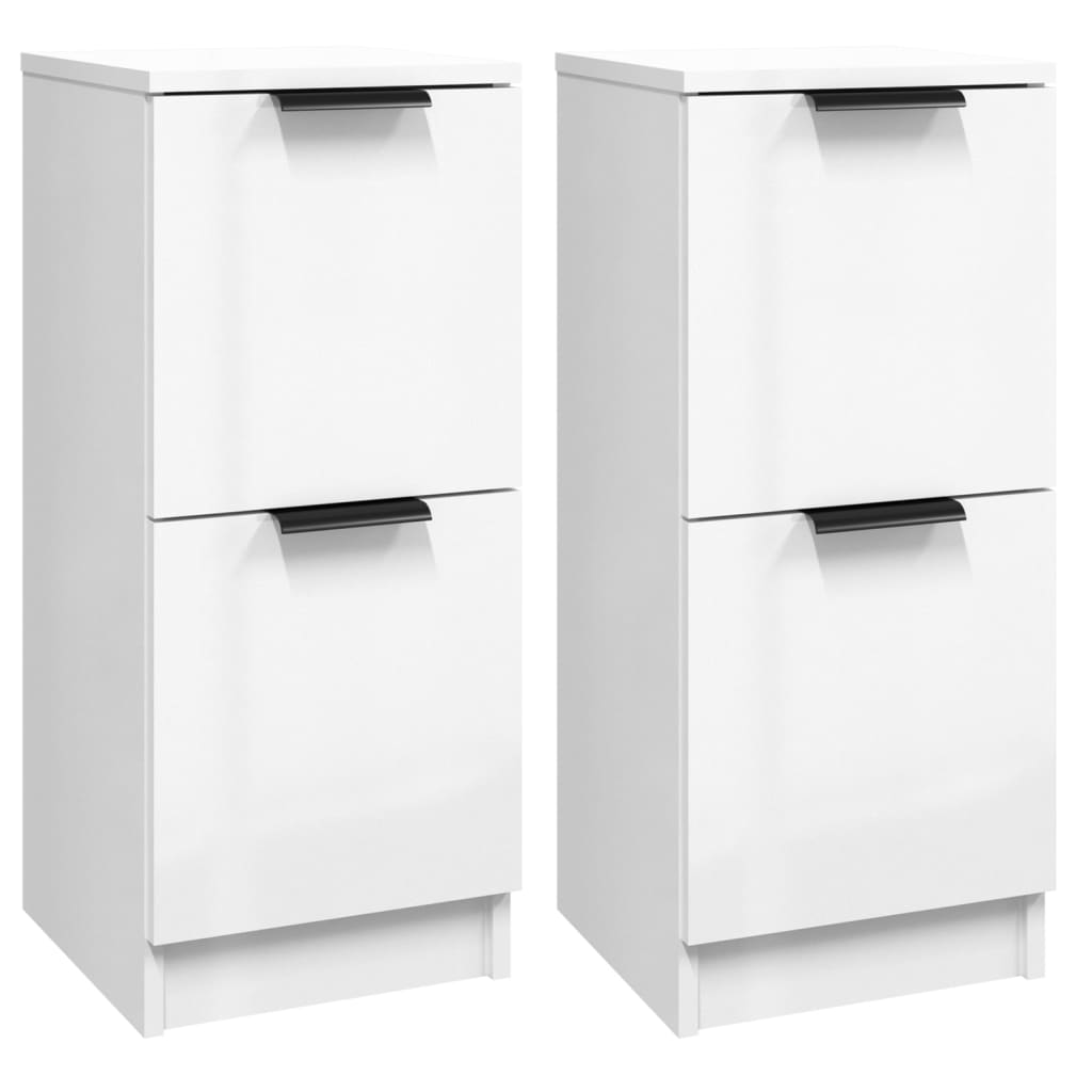 vidaXL Sideboards 2 pcs High Gloss White 30x30x70 cm Engineered Wood