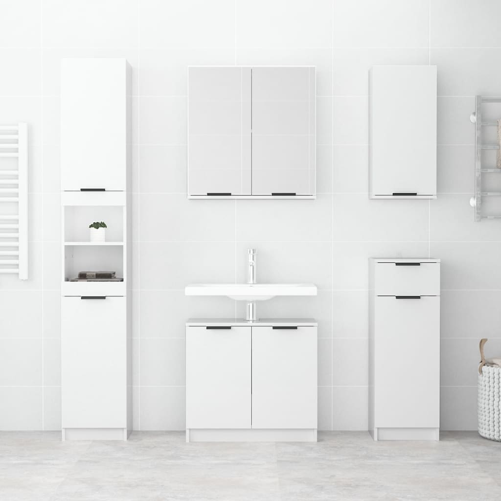 vidaXL Wall-mounted Bathroom Cabinet High Gloss White 32x20x67 cm