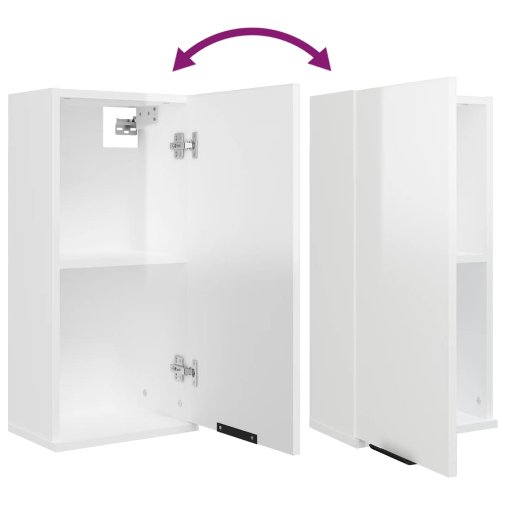 vidaXL Wall-mounted Bathroom Cabinet High Gloss White 32x20x67 cm