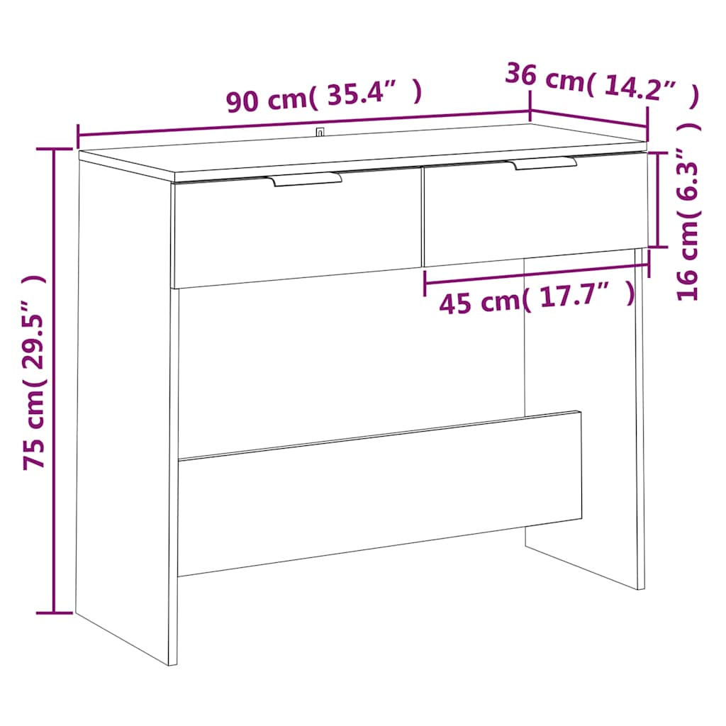 Console Table Concrete Grey 90x36x75 cm Engineered Wood