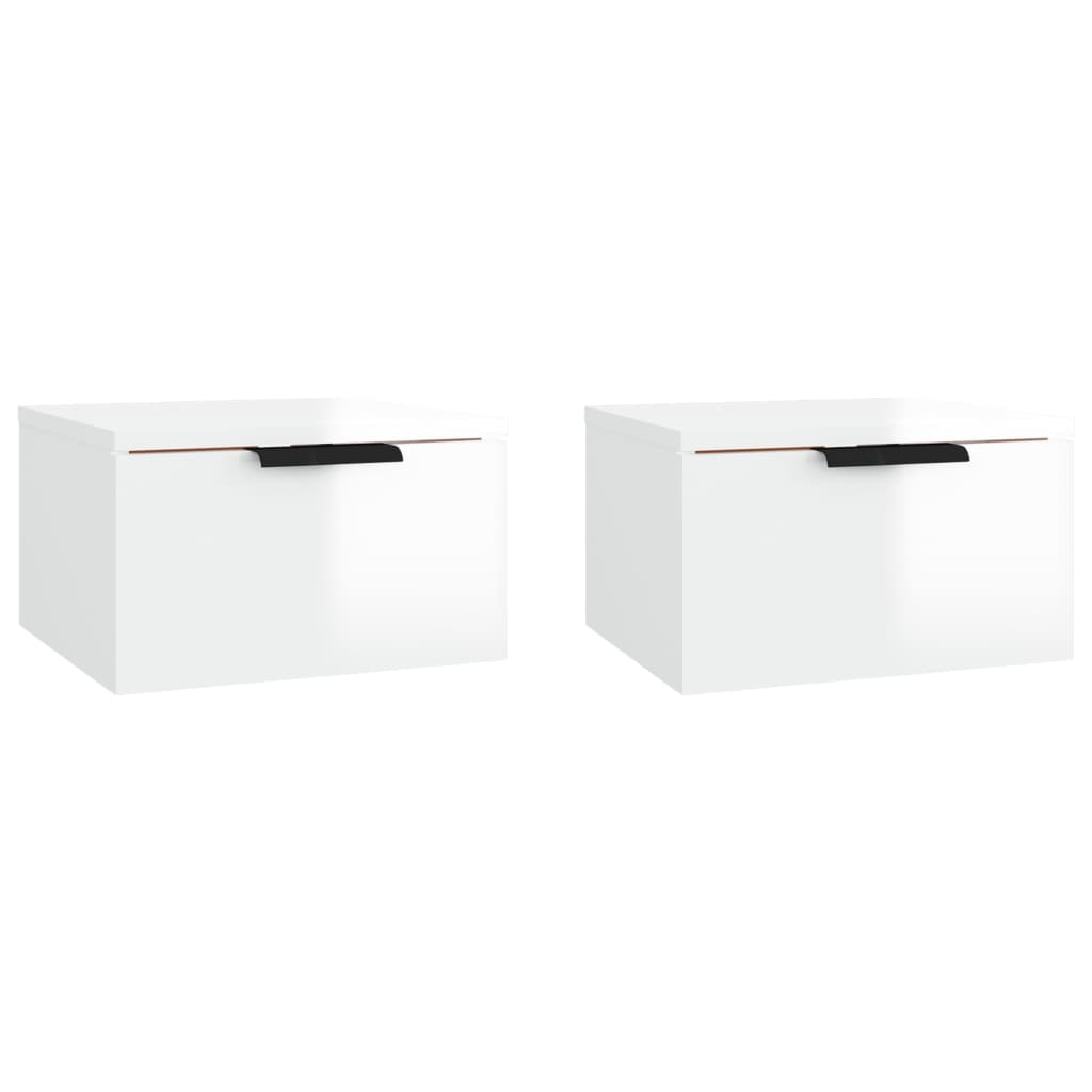 vidaXL Wall-mounted Bedside Cabinets 2 pcs High Gloss White 34x30x20 cm