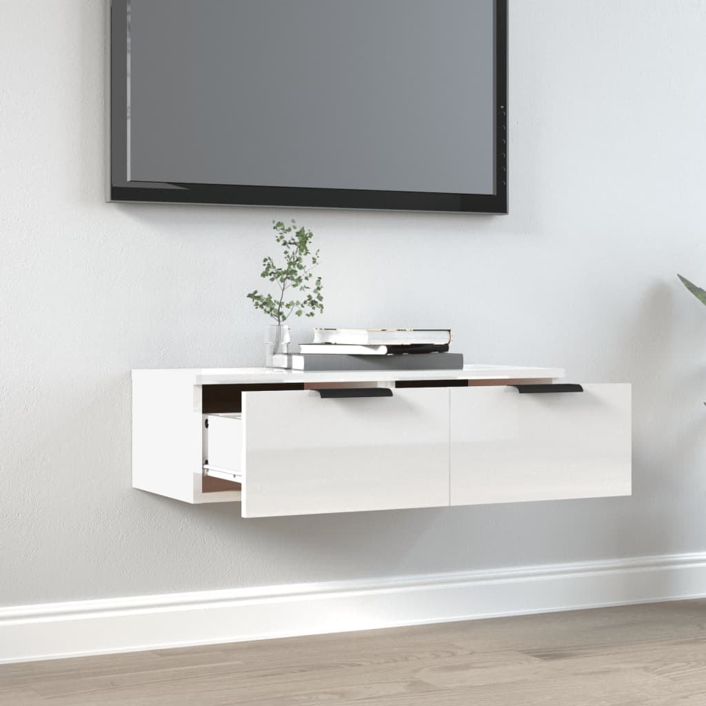 vidaXL Wall Cabinet High Gloss White 68x30x20 cm Engineered Wood