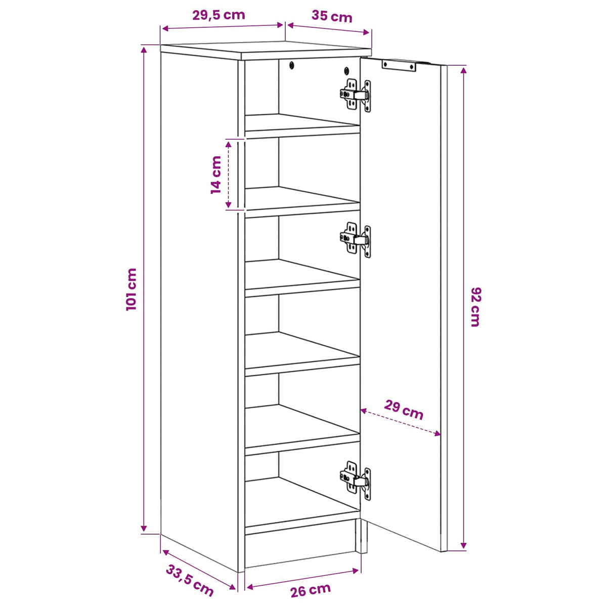 Shoe Cabinet Sonoma Oak 30x35x100 cm Engineered Wood