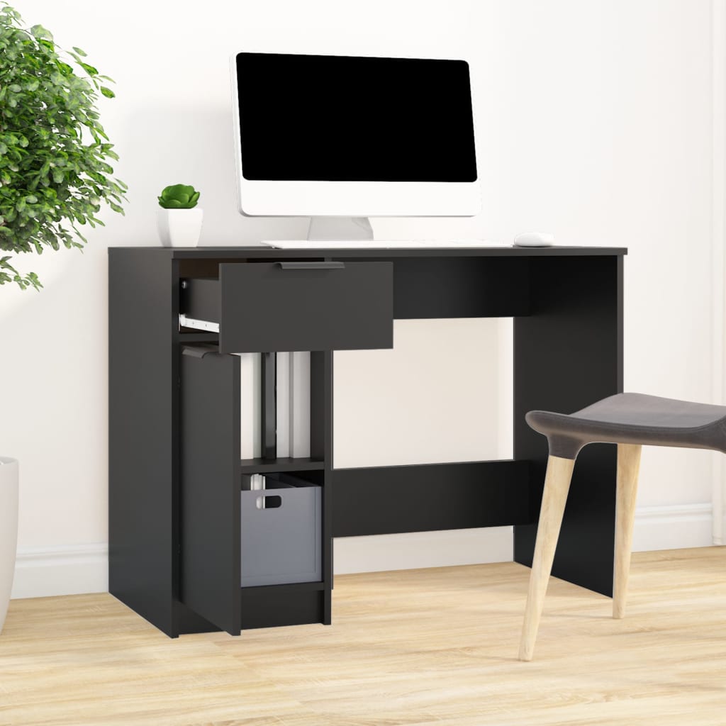 vidaXL Desk Black 100x50x75 cm Engineered Wood