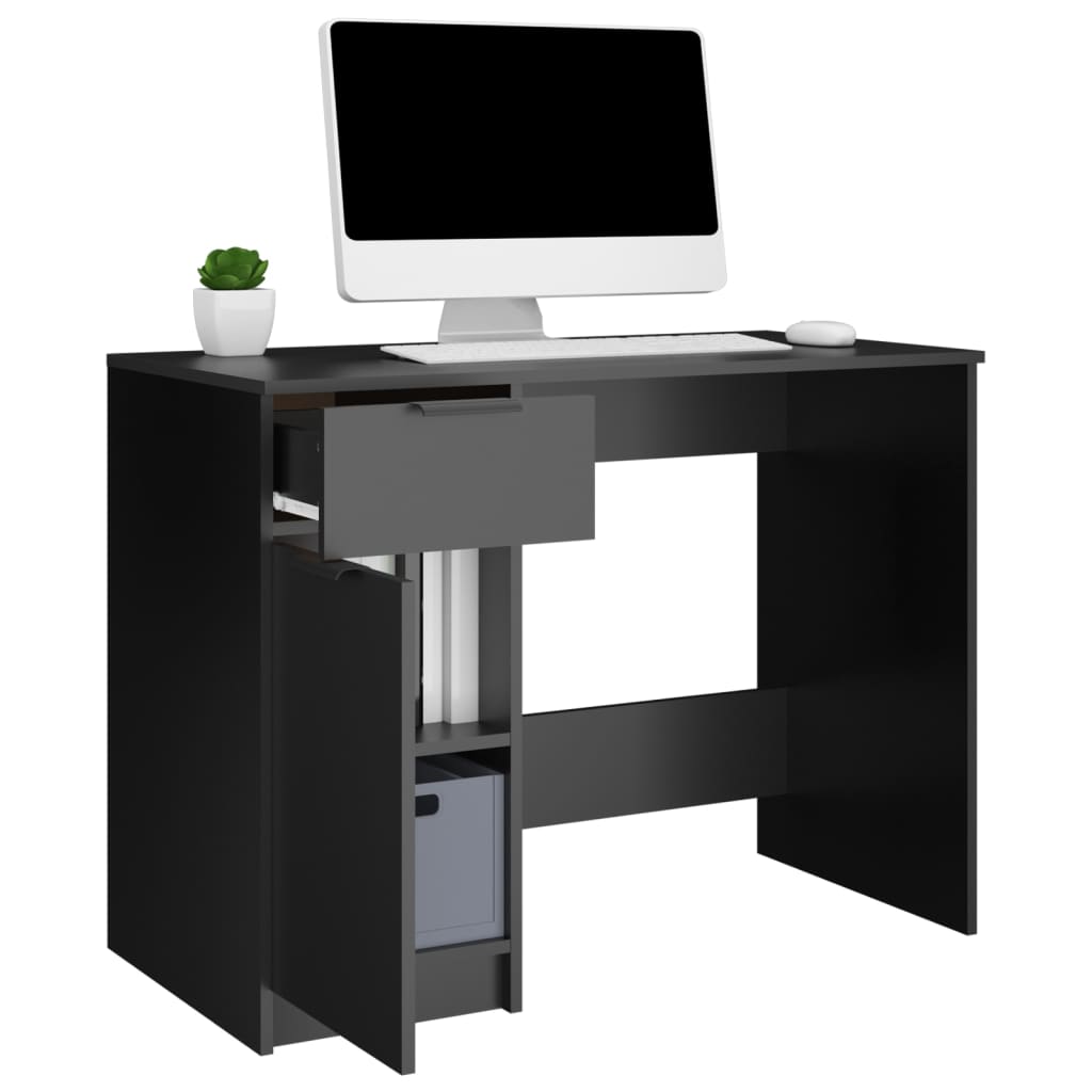 vidaXL Desk Black 100x50x75 cm Engineered Wood