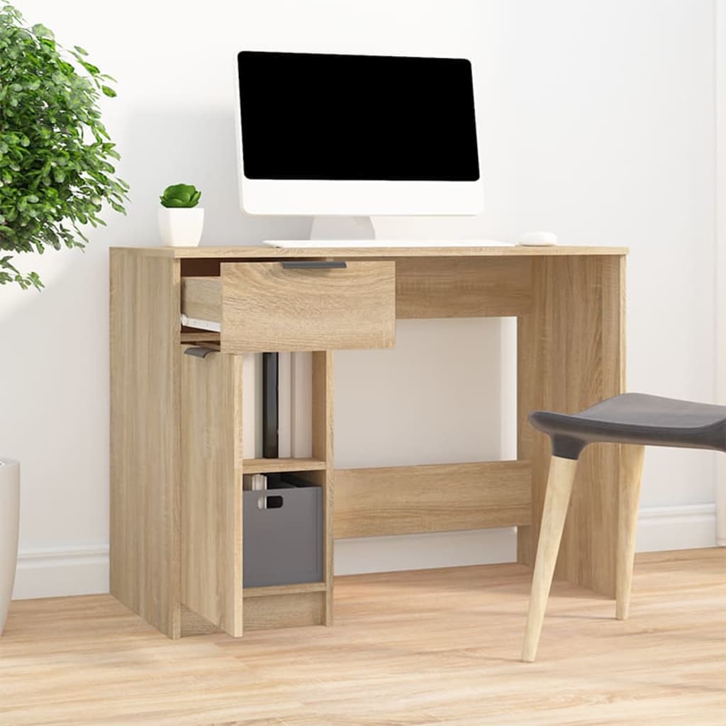 vidaXL Desk Sonoma Oak 100x50x75 cm Engineered Wood