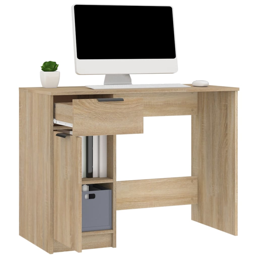 vidaXL Desk Sonoma Oak 100x50x75 cm Engineered Wood