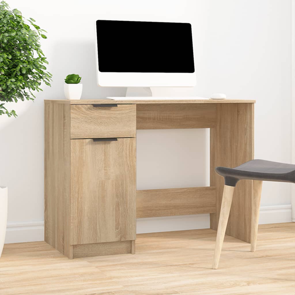 vidaXL Desk Sonoma Oak 100x50x75 cm Engineered Wood