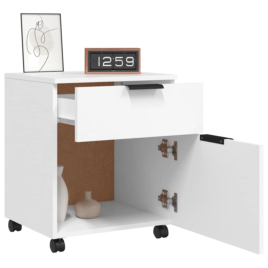 Mobile File Cabinet with Wheels White 45x38x54 cm Engineered Wood