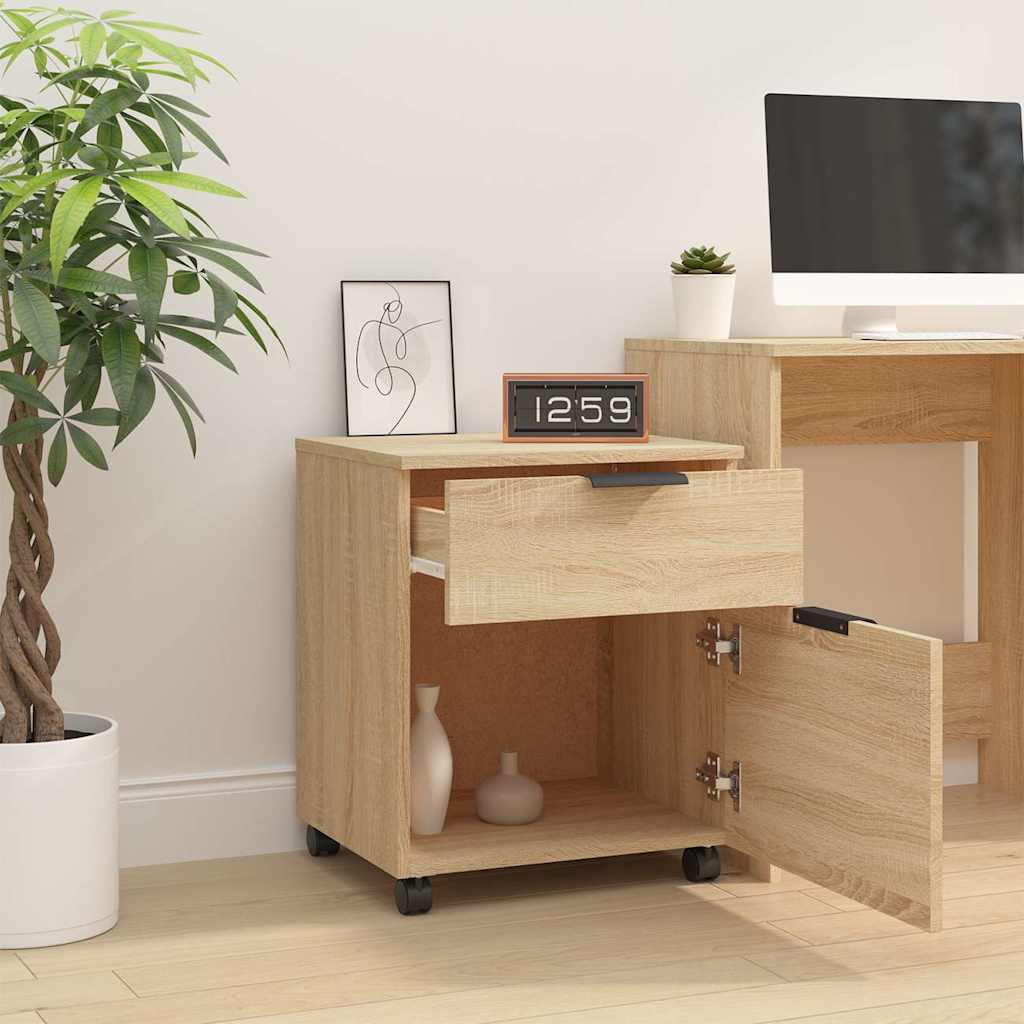 Mobile File Cabinet with Wheels Sonoma Oak 45x38x54 cm Engineered Wood