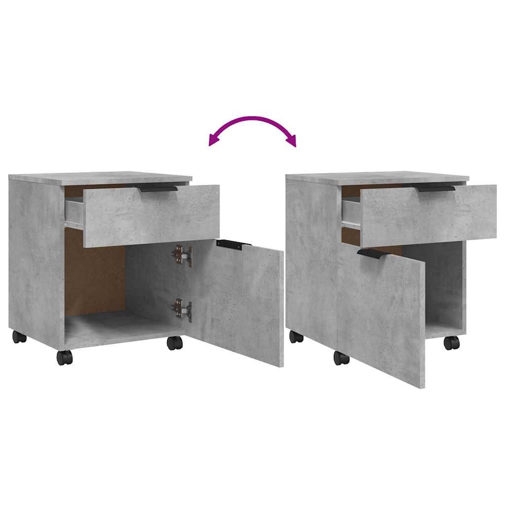 Mobile File Cabinet with Wheels Concrete Grey 45x38x54 cm