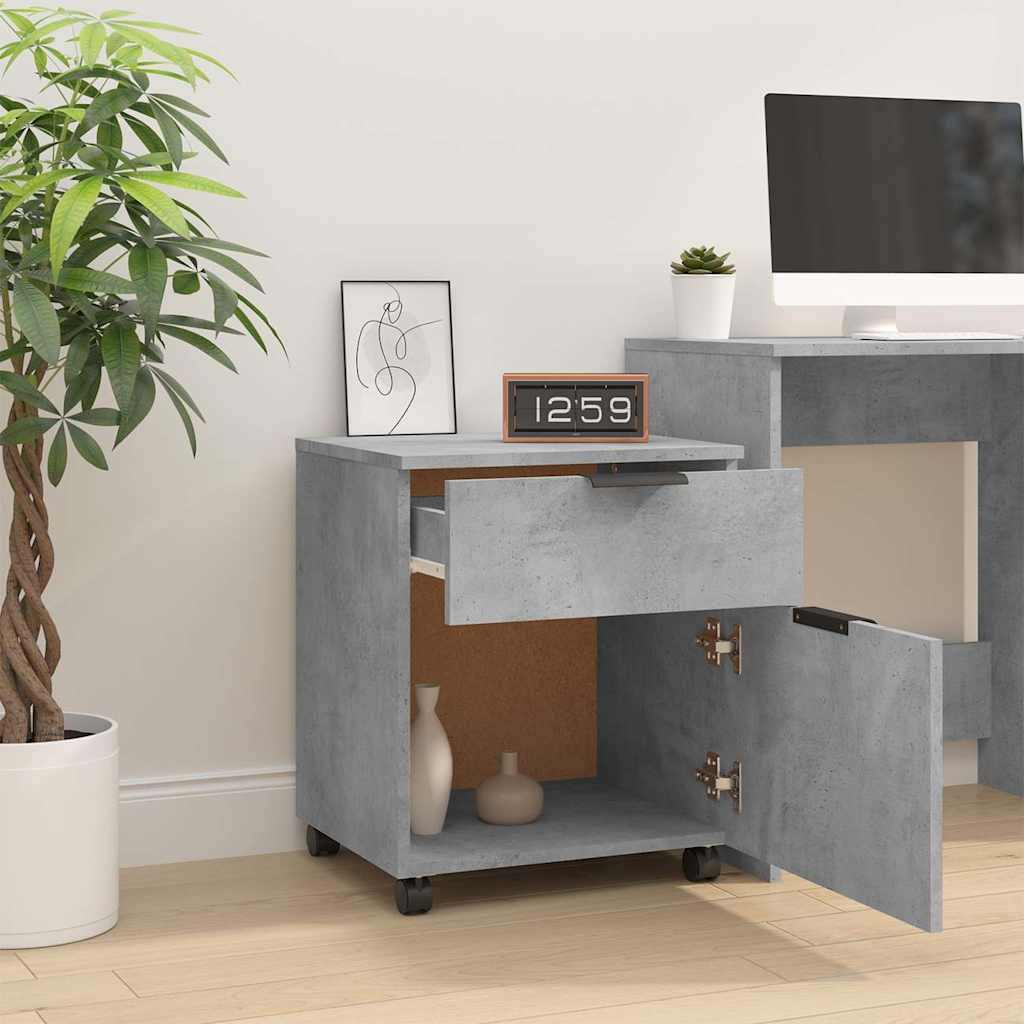 Mobile File Cabinet with Wheels Concrete Grey 45x38x54 cm