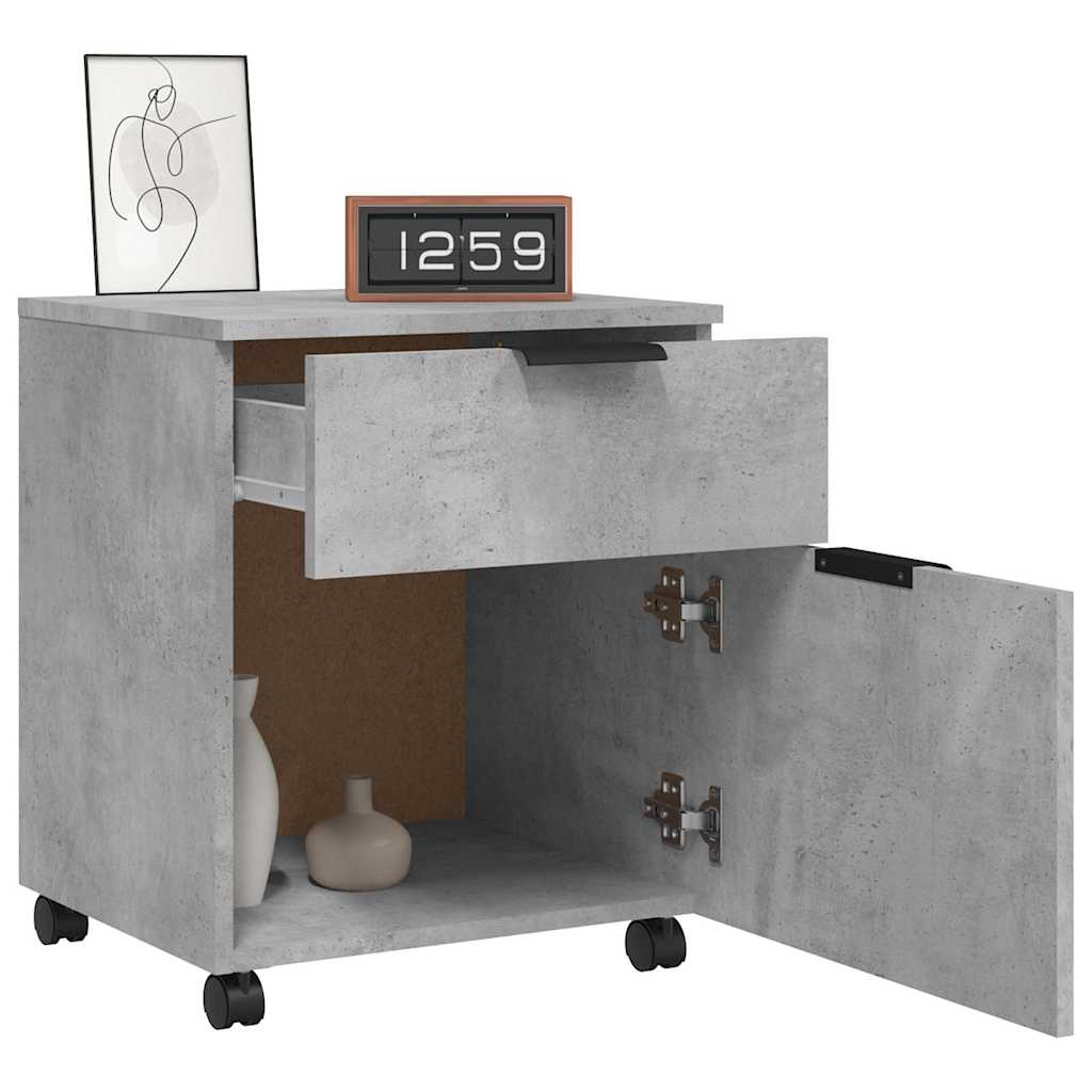 Mobile File Cabinet with Wheels Concrete Grey 45x38x54 cm