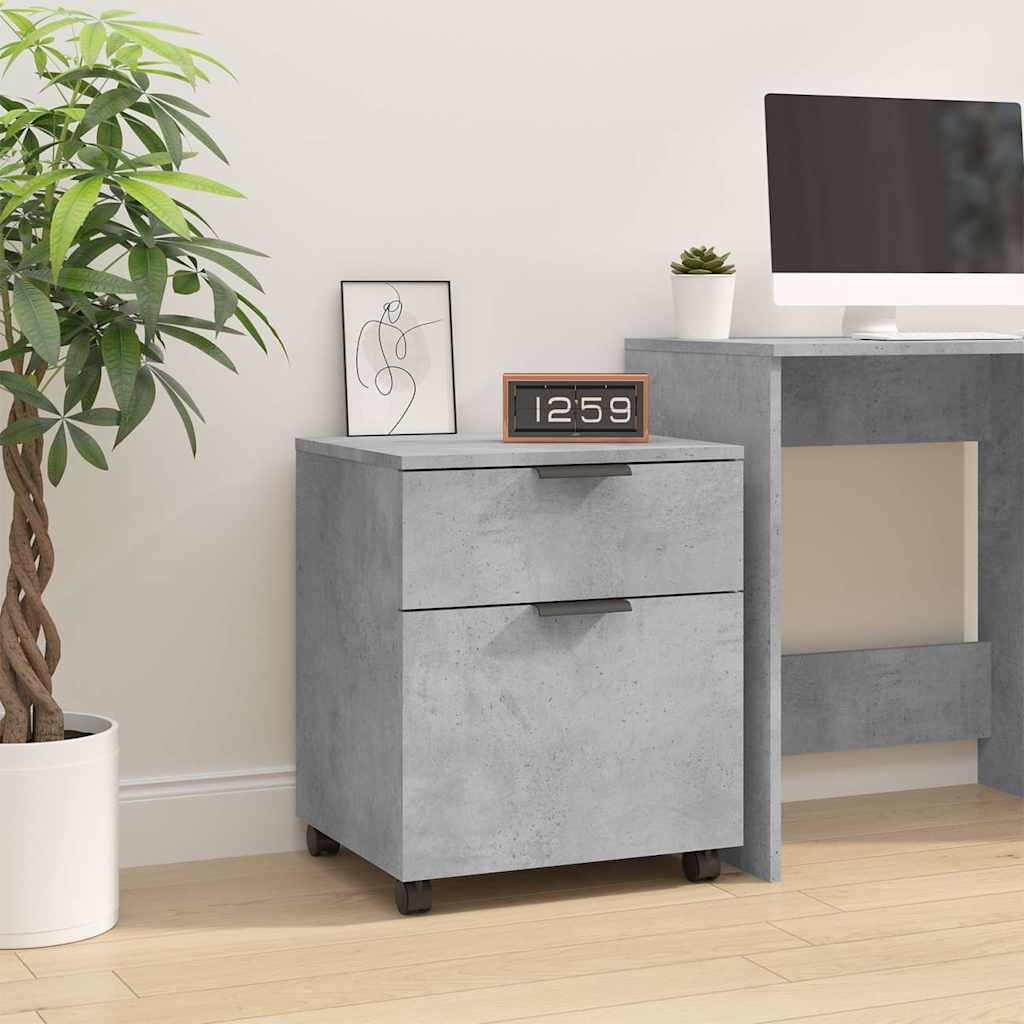 Mobile File Cabinet with Wheels Concrete Grey 45x38x54 cm