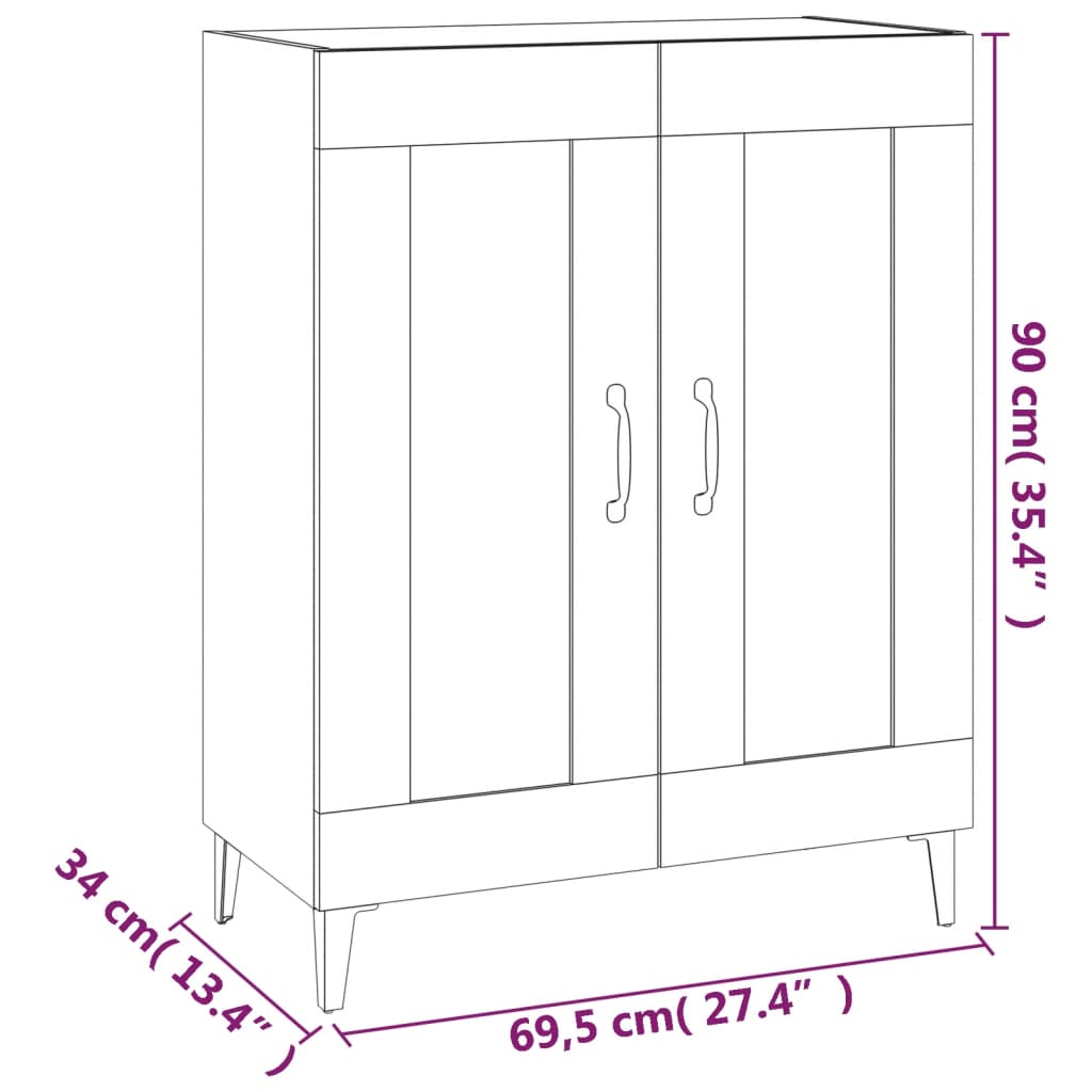 vidaXL Sideboard Concrete Grey 69.5x34x90 cm Engineered Wood