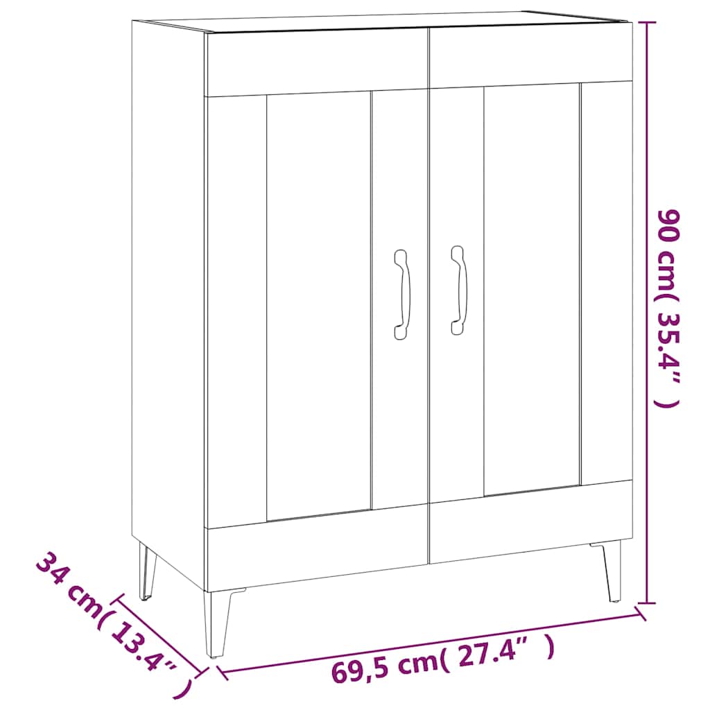 812145 vidaXL Sideboard Concrete Grey 69,5x34x90 cm Engineered Wood