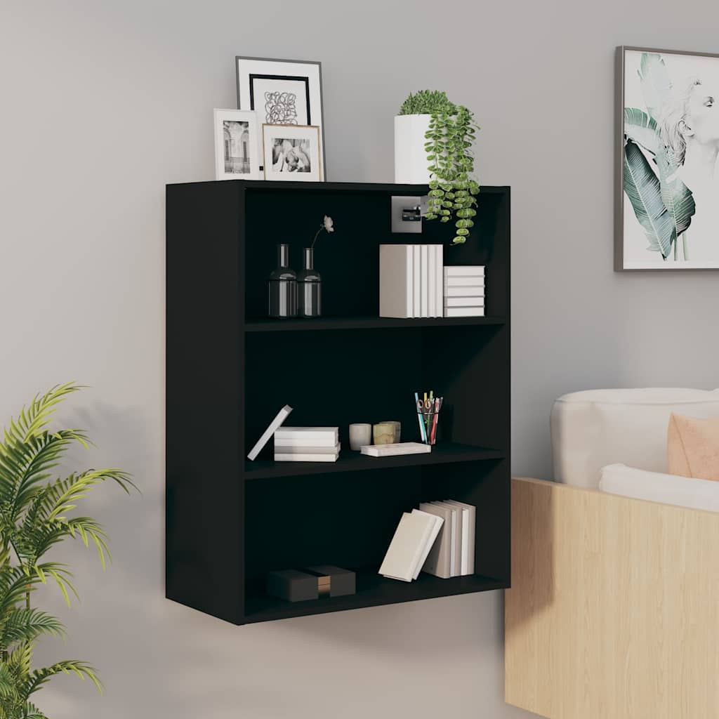 812313 vidaXL Hanging Wall Cabinet Black 69,5x32,5x90 cm