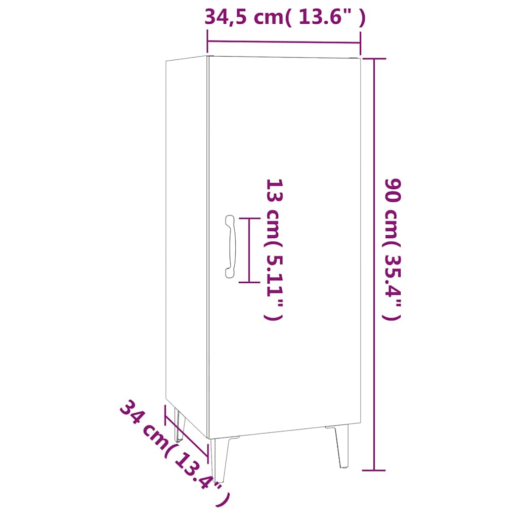 812334 vidaXL Sideboard Concrete Grey 34,5x34x90 cm Engineered Wood