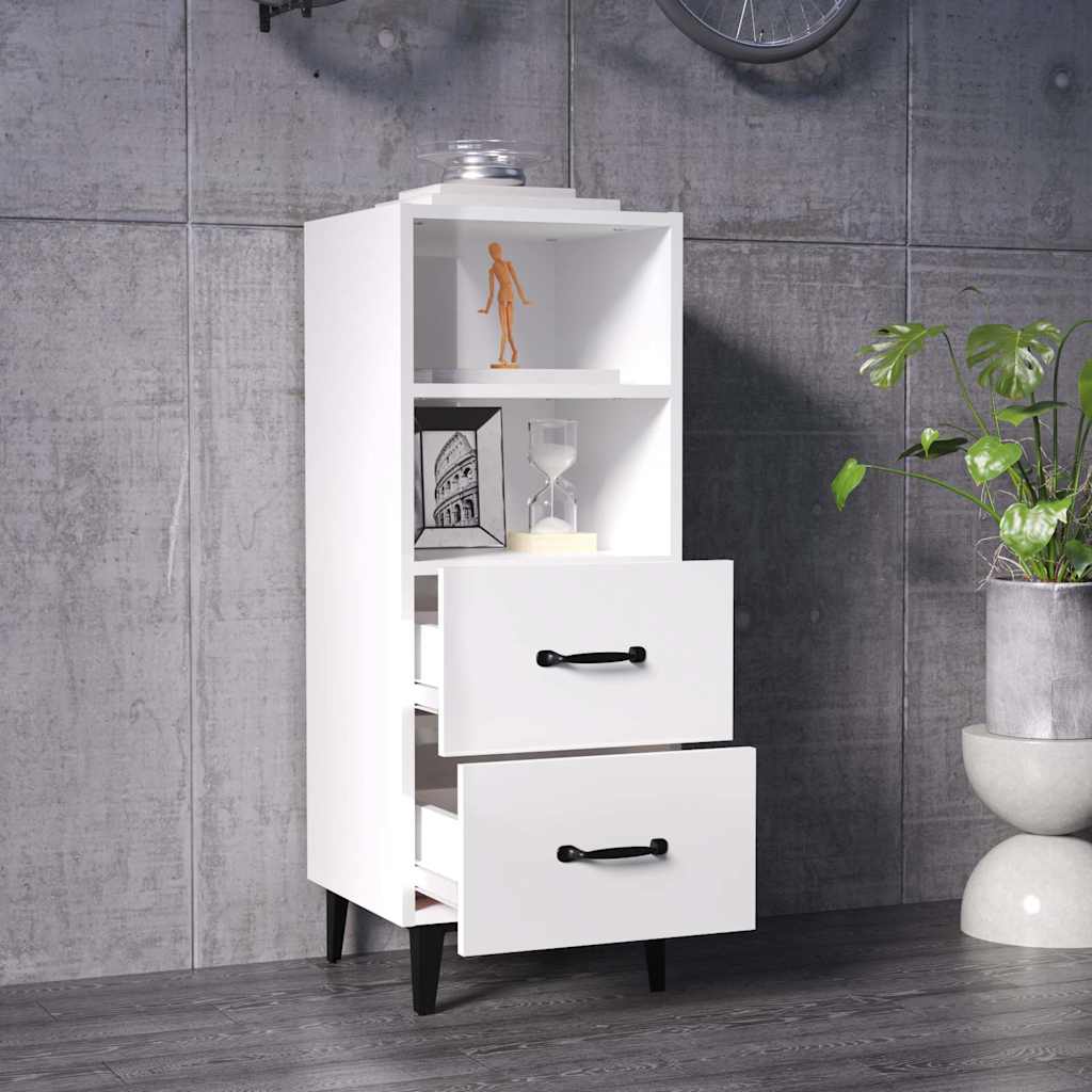 812372 vidaXL Sideboard High Gloss White 34,5x34x90 cm Engineered Wood