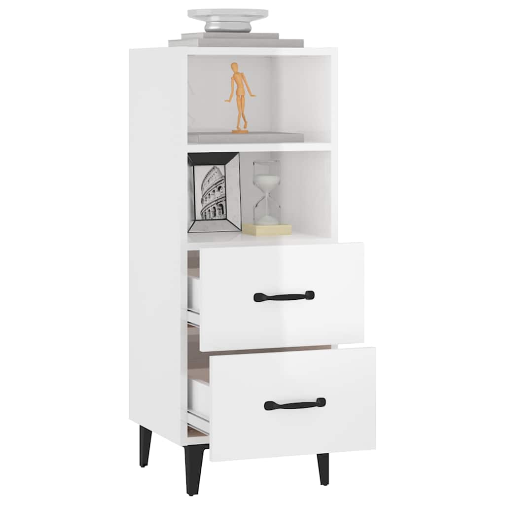 812372 vidaXL Sideboard High Gloss White 34,5x34x90 cm Engineered Wood