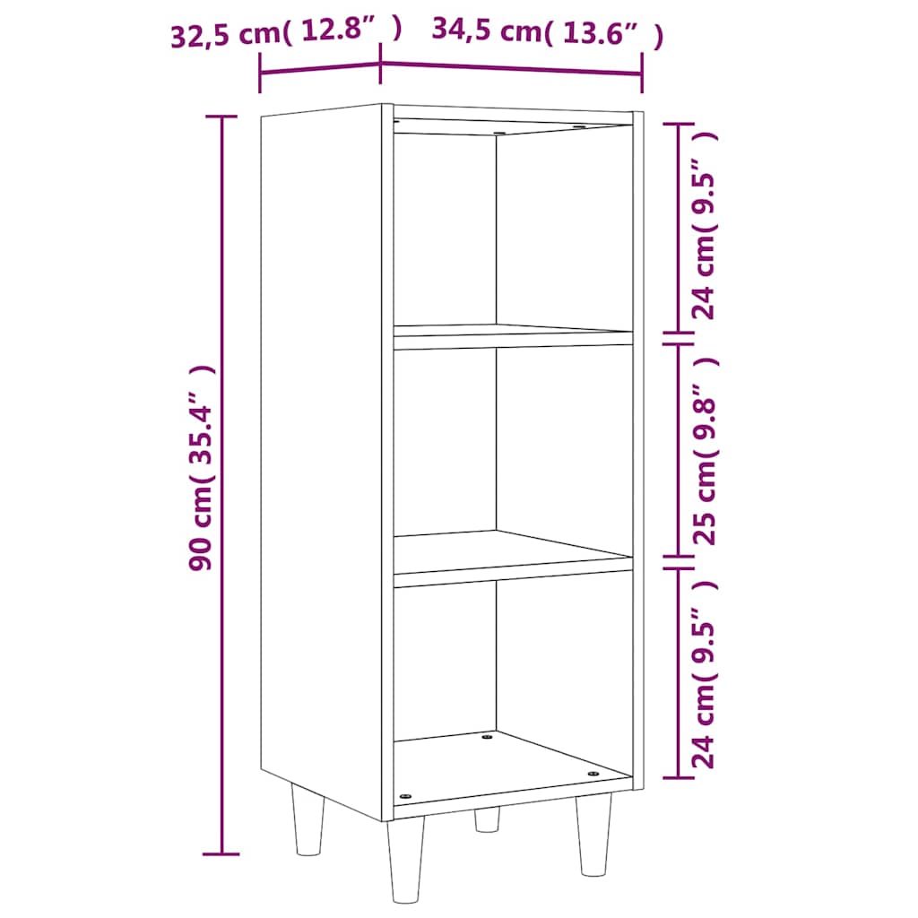 812375 vidaXL Sideboard White 34,5x32,5x90 cm Engineered Wood