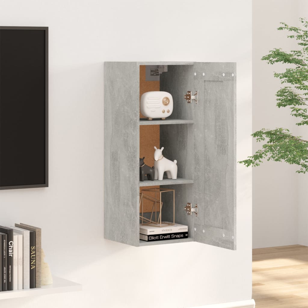 vidaXL Wall Cabinet Concrete Grey 35x34x90 cm Engineered Wood