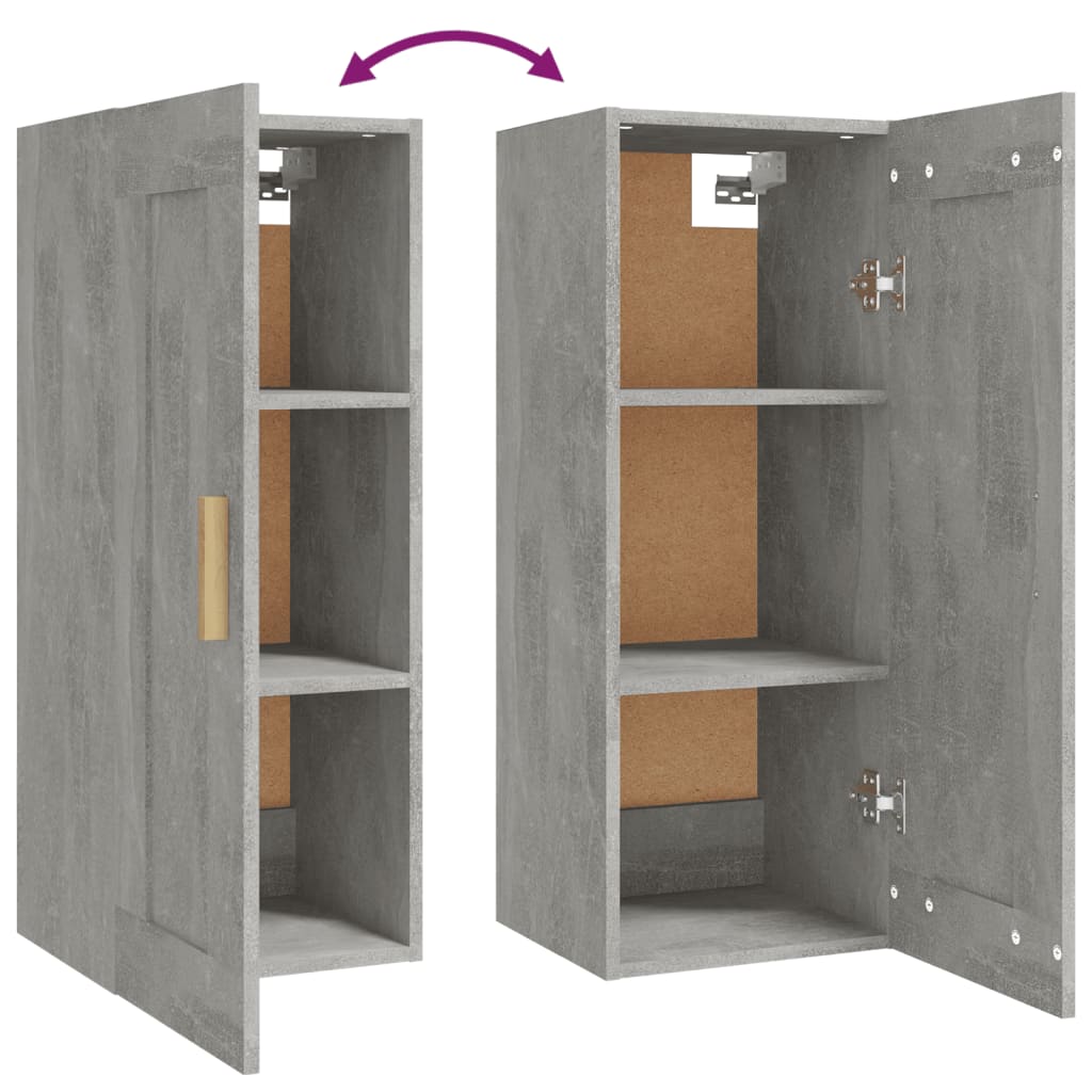 vidaXL Wall Cabinet Concrete Grey 35x34x90 cm Engineered Wood