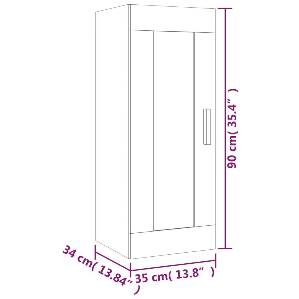 vidaXL Wall Cabinet Concrete Grey 35x34x90 cm Engineered Wood