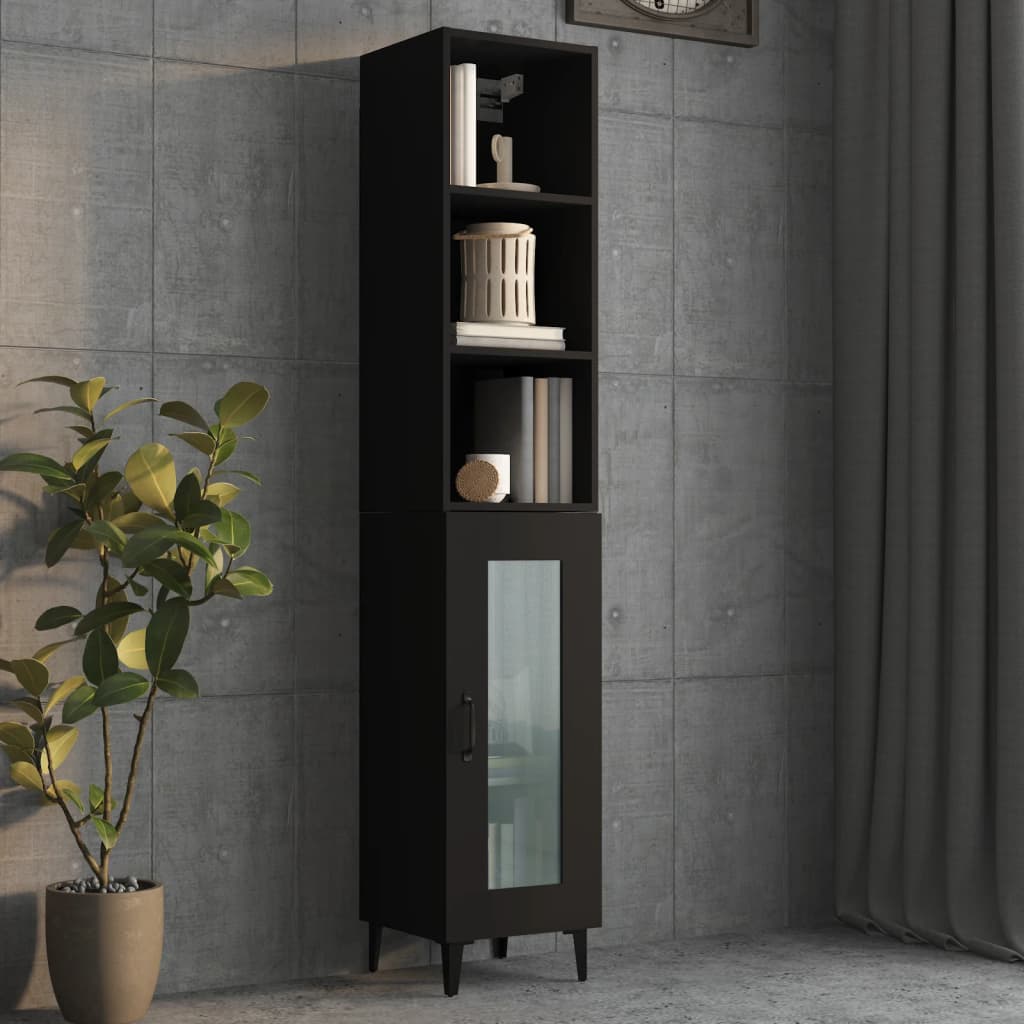 vidaXL Wall Cabinet Black 34.5x32.5x90 cm Engineered Wood