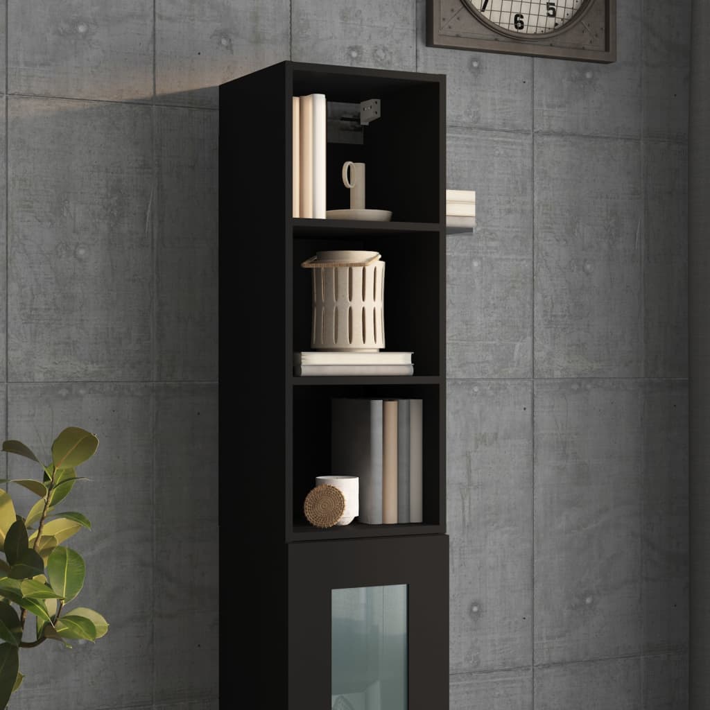 vidaXL Wall Cabinet Black 34.5x32.5x90 cm Engineered Wood