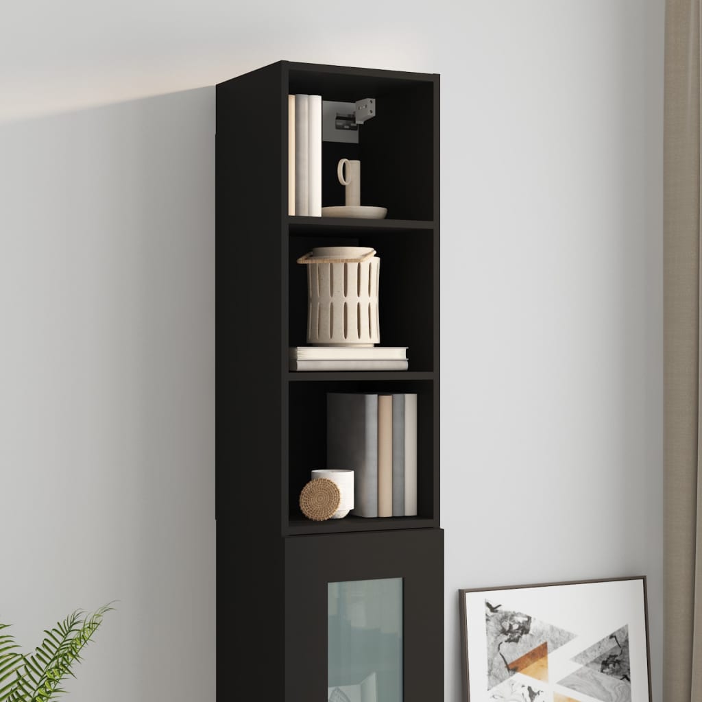 vidaXL Wall Cabinet Black 34.5x32.5x90 cm Engineered Wood