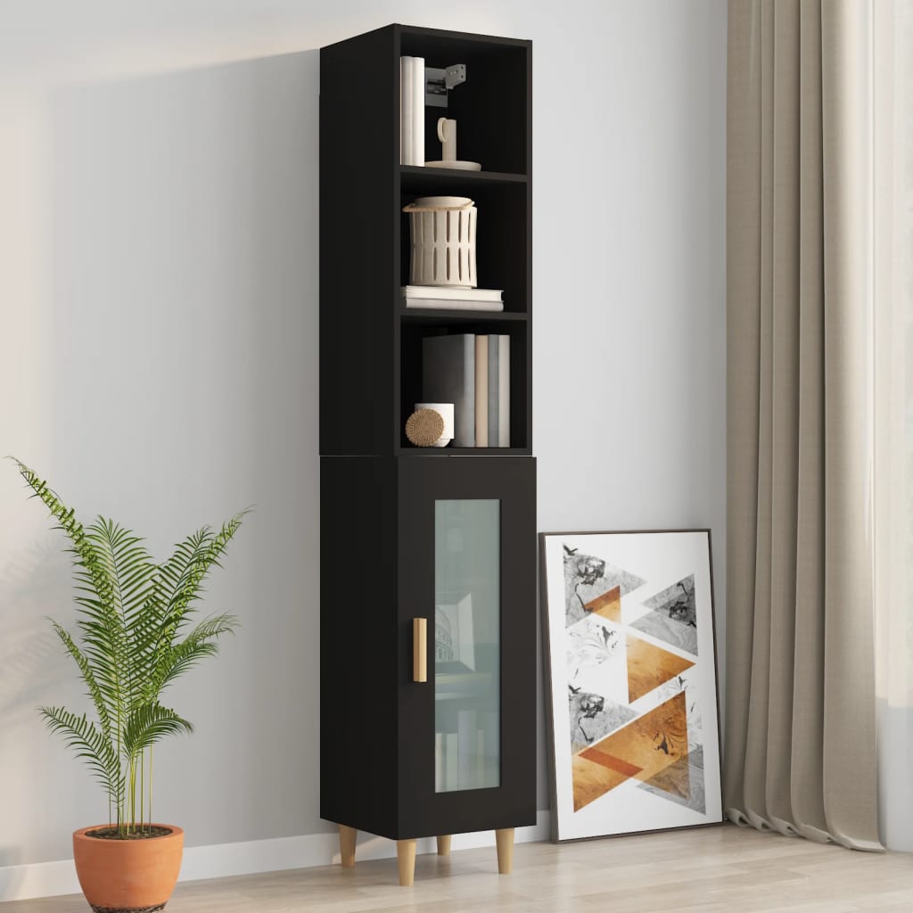 vidaXL Wall Cabinet Black 34.5x32.5x90 cm Engineered Wood