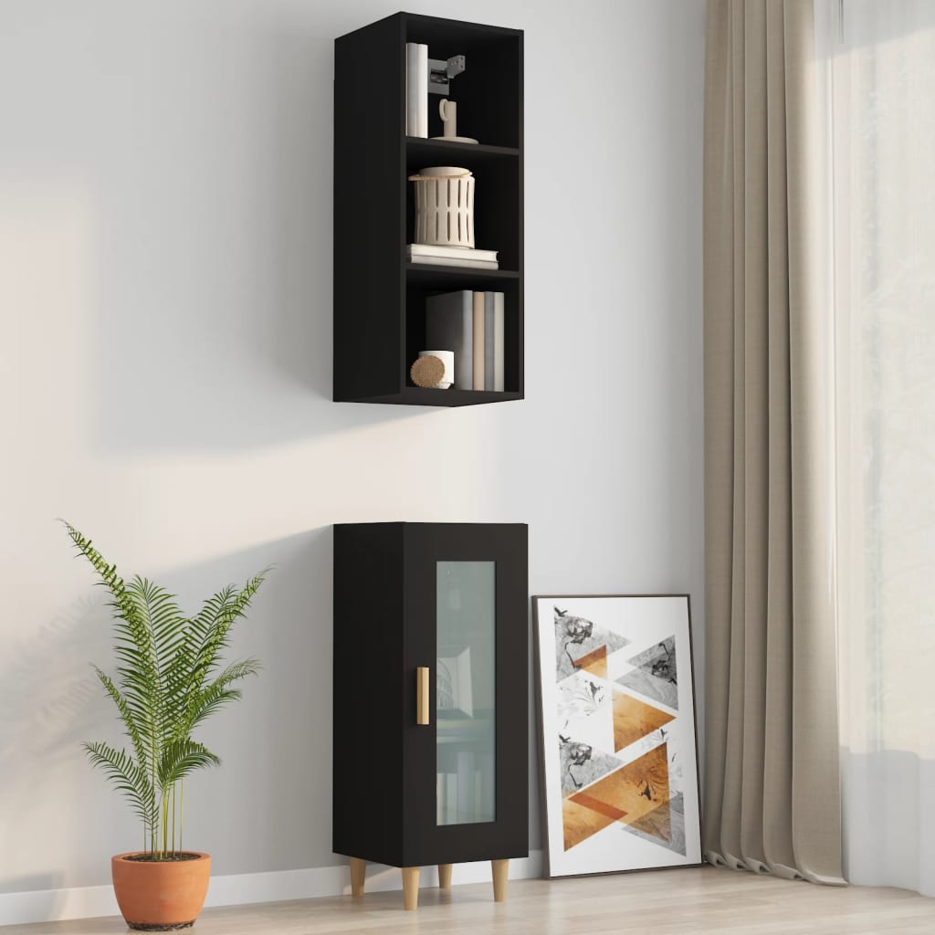 vidaXL Wall Cabinet Black 34.5x32.5x90 cm Engineered Wood