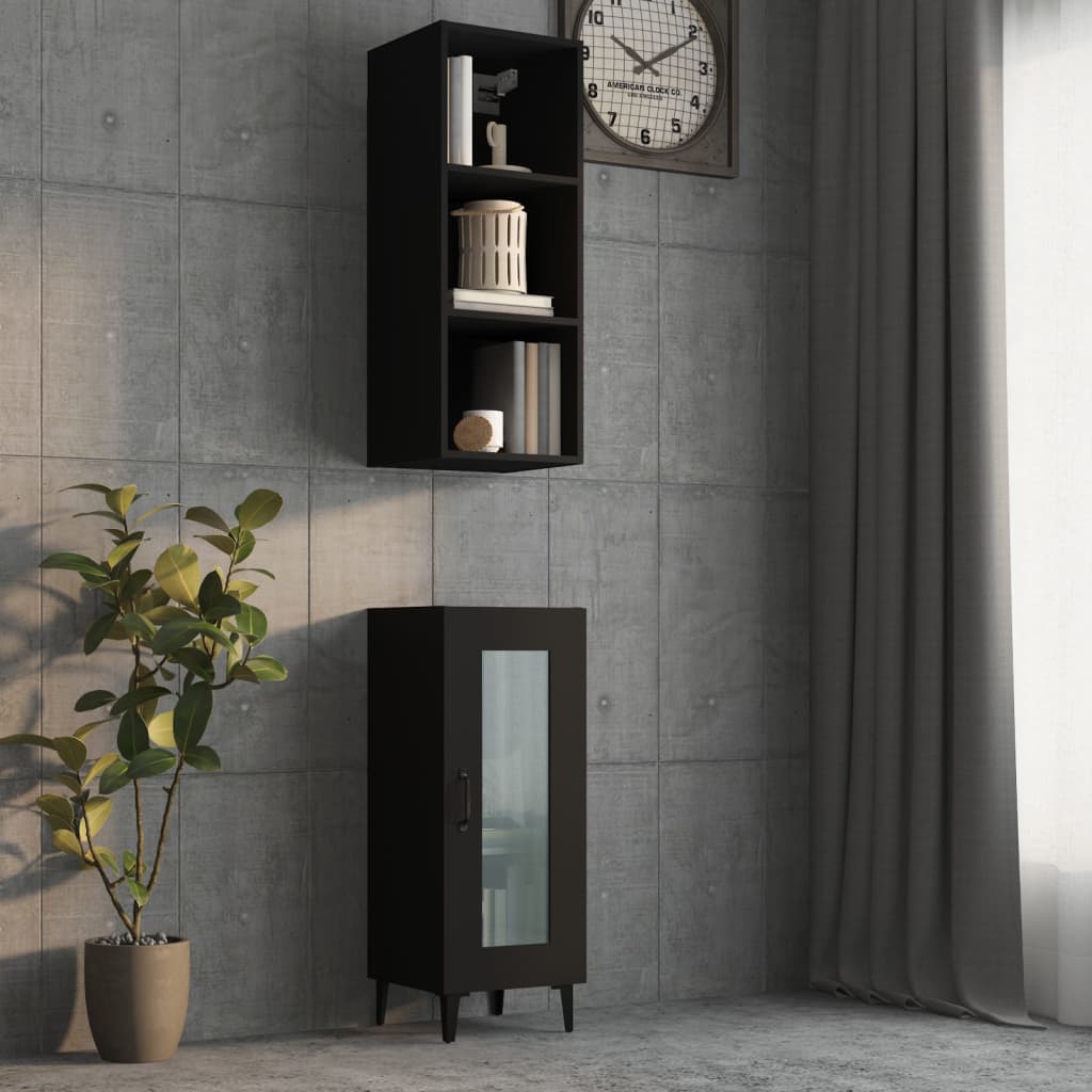 vidaXL Wall Cabinet Black 34.5x32.5x90 cm Engineered Wood