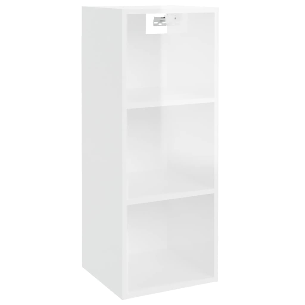 vidaXL Wall Cabinet High Gloss White 34.5x32.5x90 cm Engineered Wood