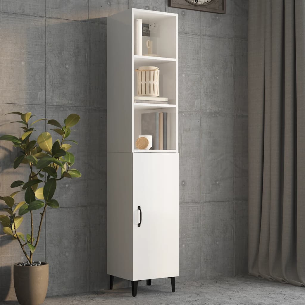 vidaXL Wall Cabinet High Gloss White 34.5x32.5x90 cm Engineered Wood