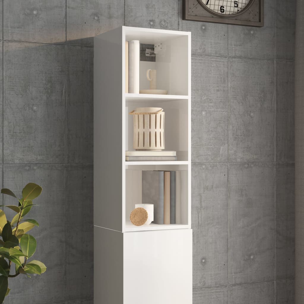 vidaXL Wall Cabinet High Gloss White 34.5x32.5x90 cm Engineered Wood