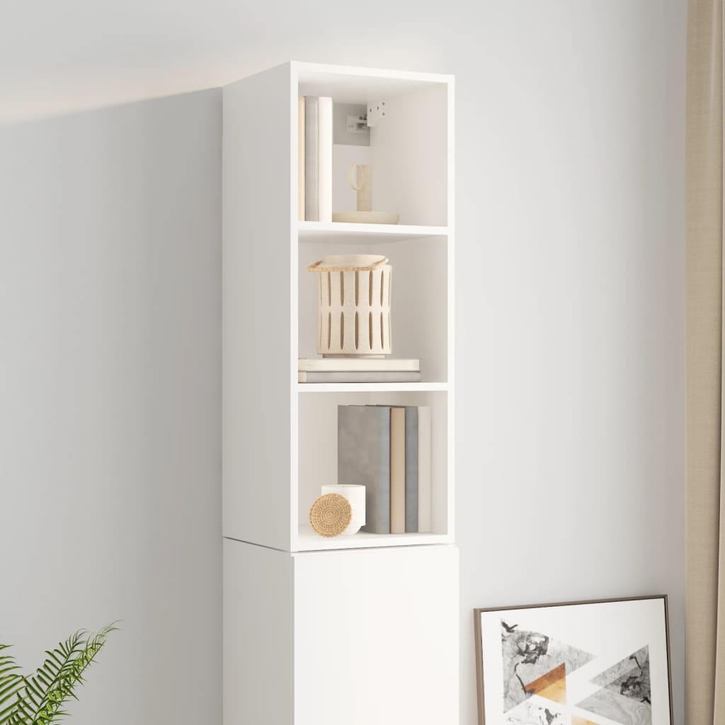 vidaXL Wall Cabinet High Gloss White 34.5x32.5x90 cm Engineered Wood