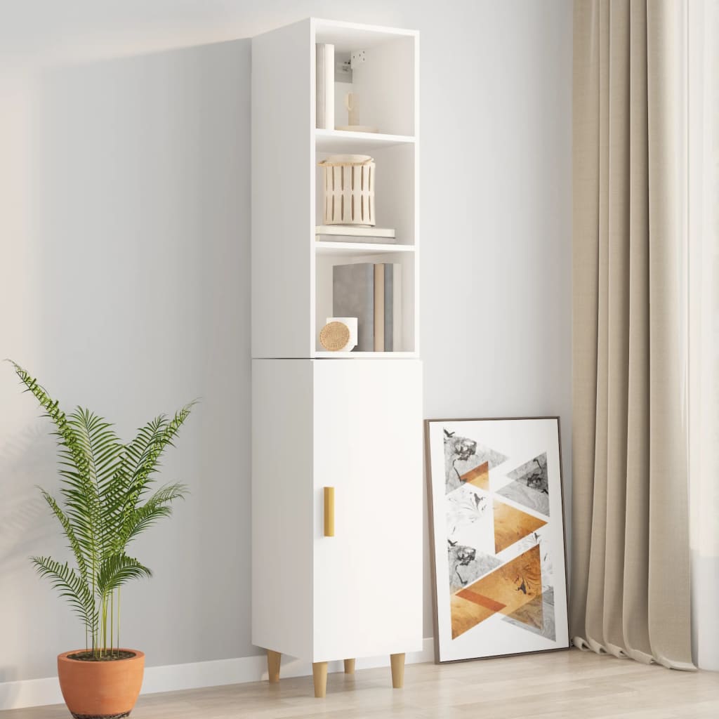 vidaXL Wall Cabinet High Gloss White 34.5x32.5x90 cm Engineered Wood