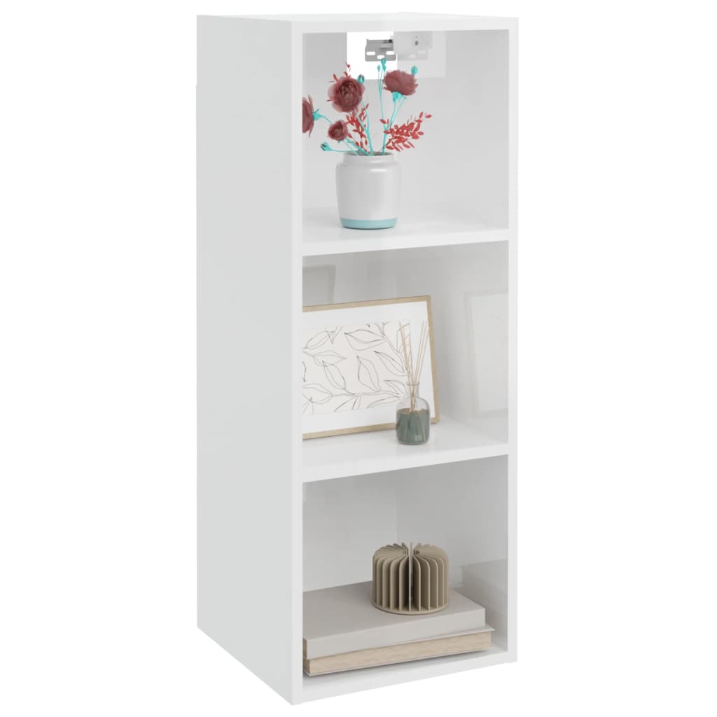 vidaXL Wall Cabinet High Gloss White 34.5x32.5x90 cm Engineered Wood