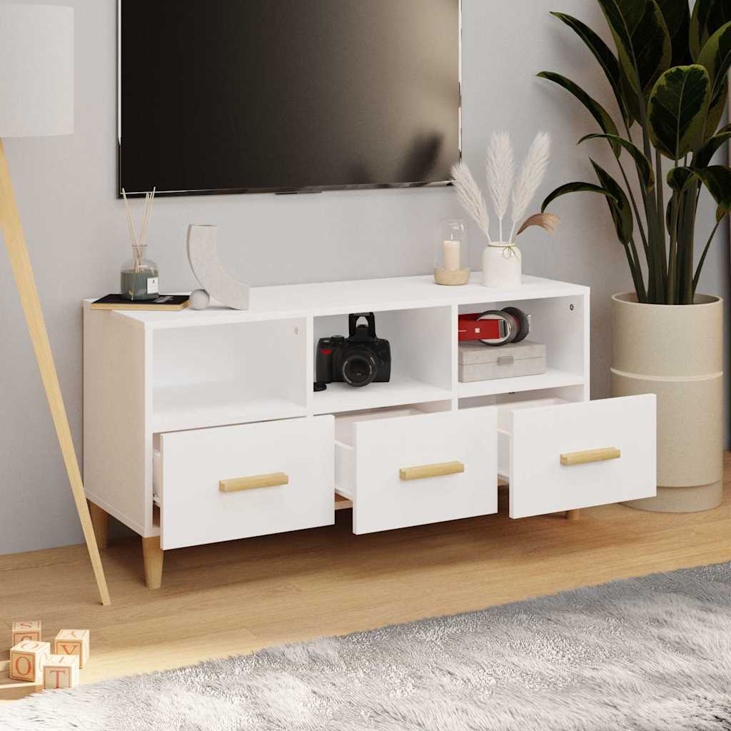 812600 vidaXL TV Cabinet White 102x36x50 cm Engineered Wood