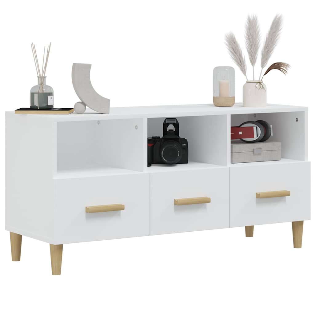 812600 vidaXL TV Cabinet White 102x36x50 cm Engineered Wood