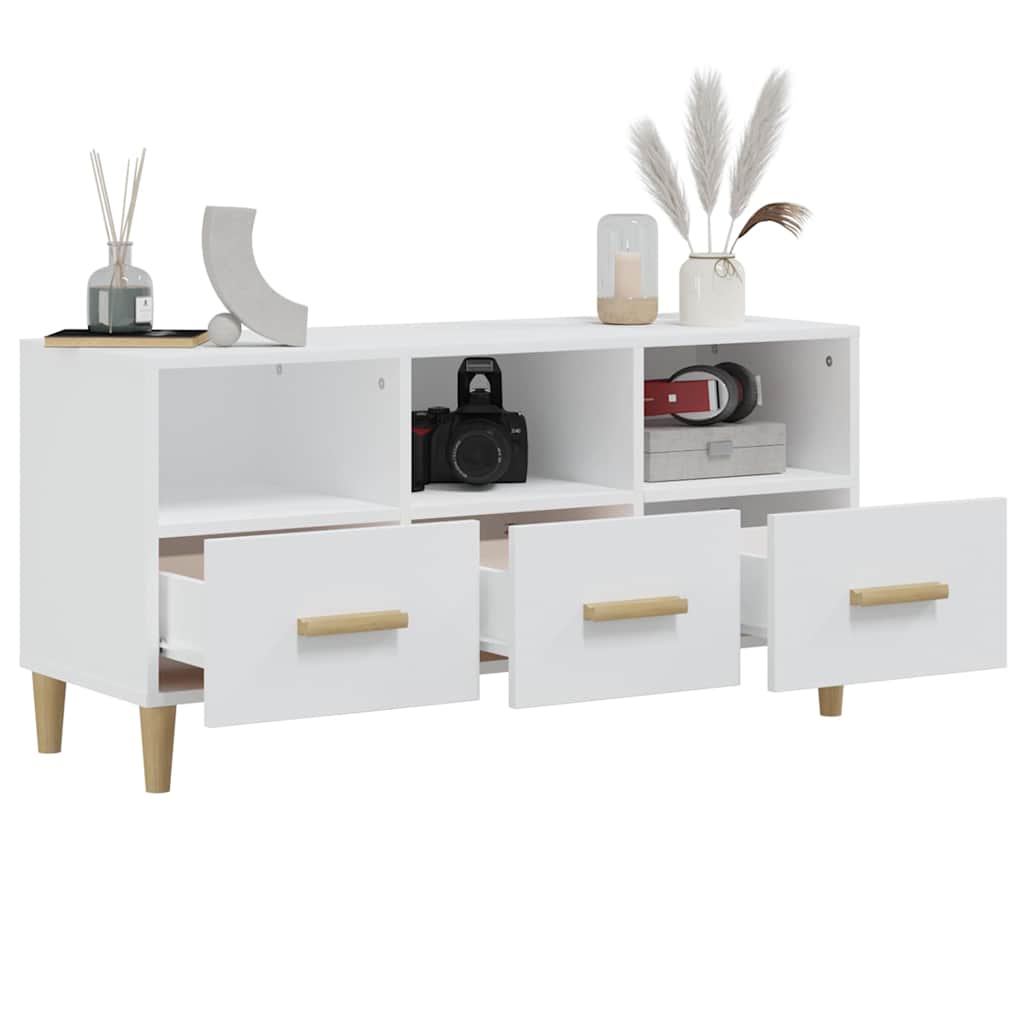 812600 vidaXL TV Cabinet White 102x36x50 cm Engineered Wood