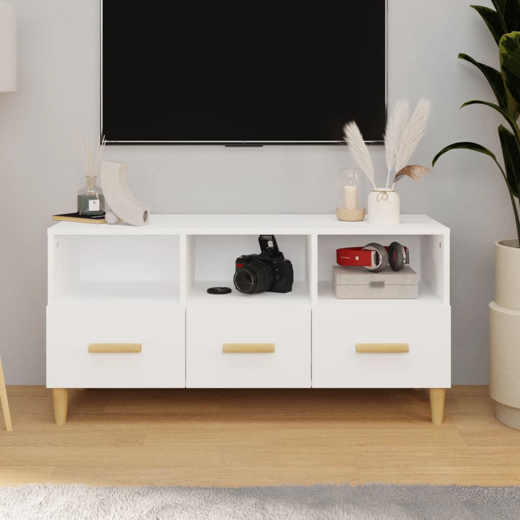 812600 vidaXL TV Cabinet White 102x36x50 cm Engineered Wood