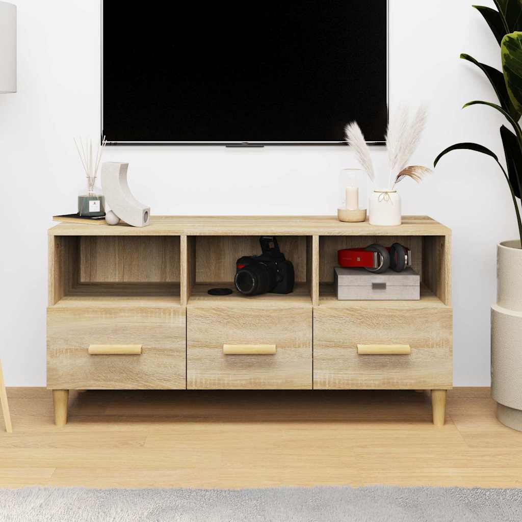 812603 vidaXL TV Cabinet Sonoma Oak 102x36x50 cm Engineered Wood
