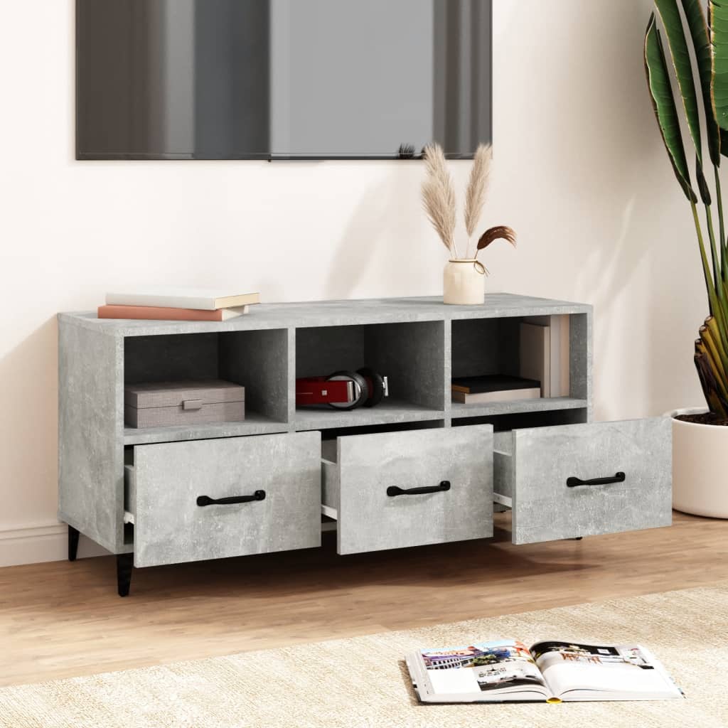 vidaXL TV Cabinet Concrete Grey 102x35x50 cm Engineered Wood