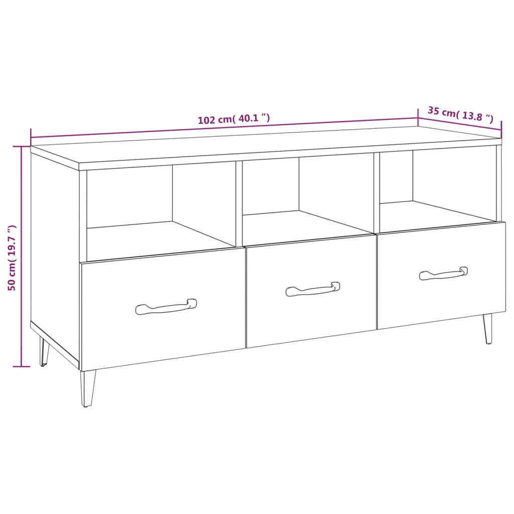 vidaXL TV Cabinet Concrete Grey 102x35x50 cm Engineered Wood