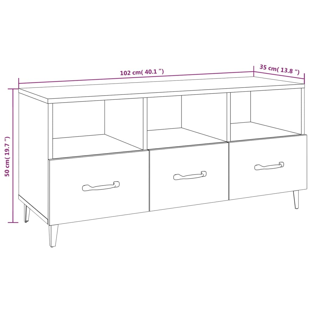 812613 vidaXL TV Cabinet Concrete Grey 102x35x50 cm Engineered Wood