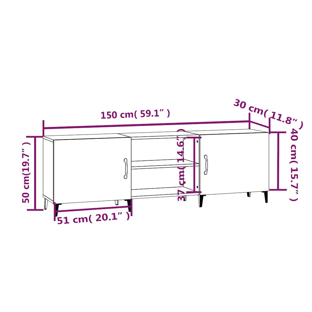 TV Cabinet Sonoma Oak 150x30x50 cm Engineered Wood
